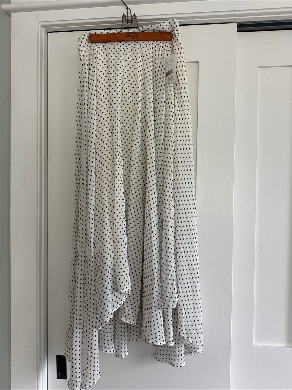 Free People White and Black Polka Dot High-Low Skirt